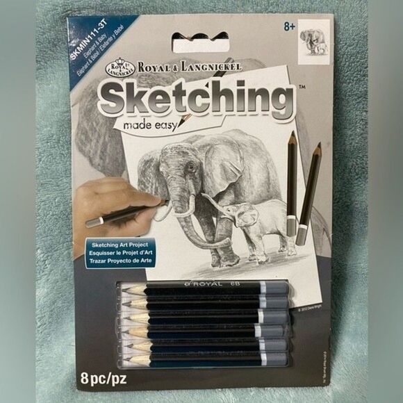 NWOT Royal & Langnickel 5"x7" Elephant & Baby Sketching Made Easy Kit - Picture 1 of 12